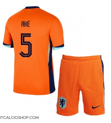 Olanda Nathan Ake #5 Prima Maglia Bambino Europei 2024 Manica Corta (+ Pantaloni corti)